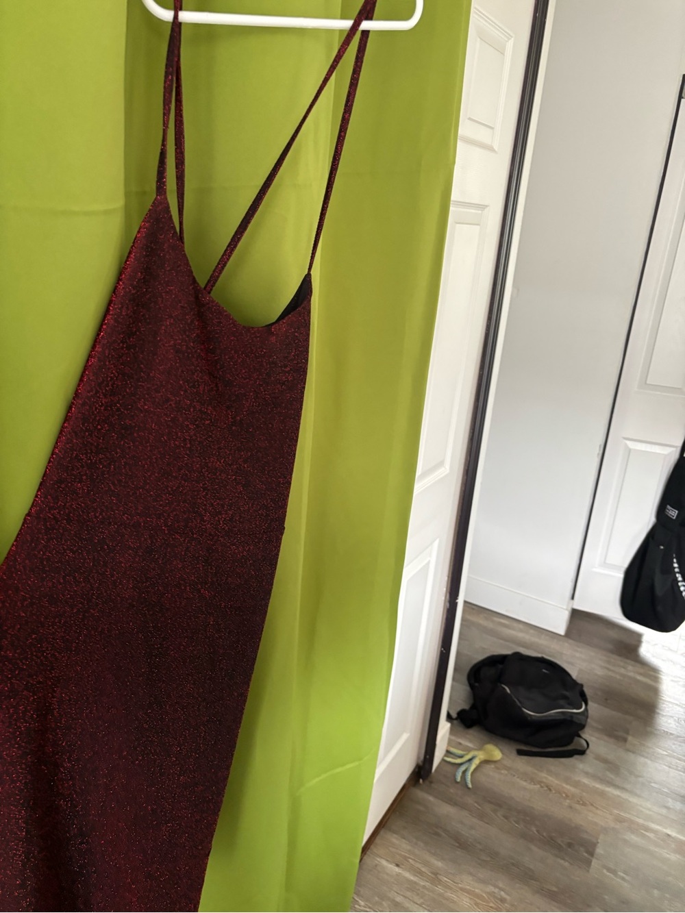 Ruby Sparkle Slip Dress with Thin Straps